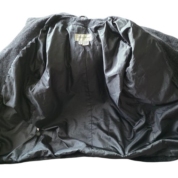 Vintage Eddie Bauer Women Large Tall Wool Blend Charcoal Button Coat Made in USA - Picture 10 of 10